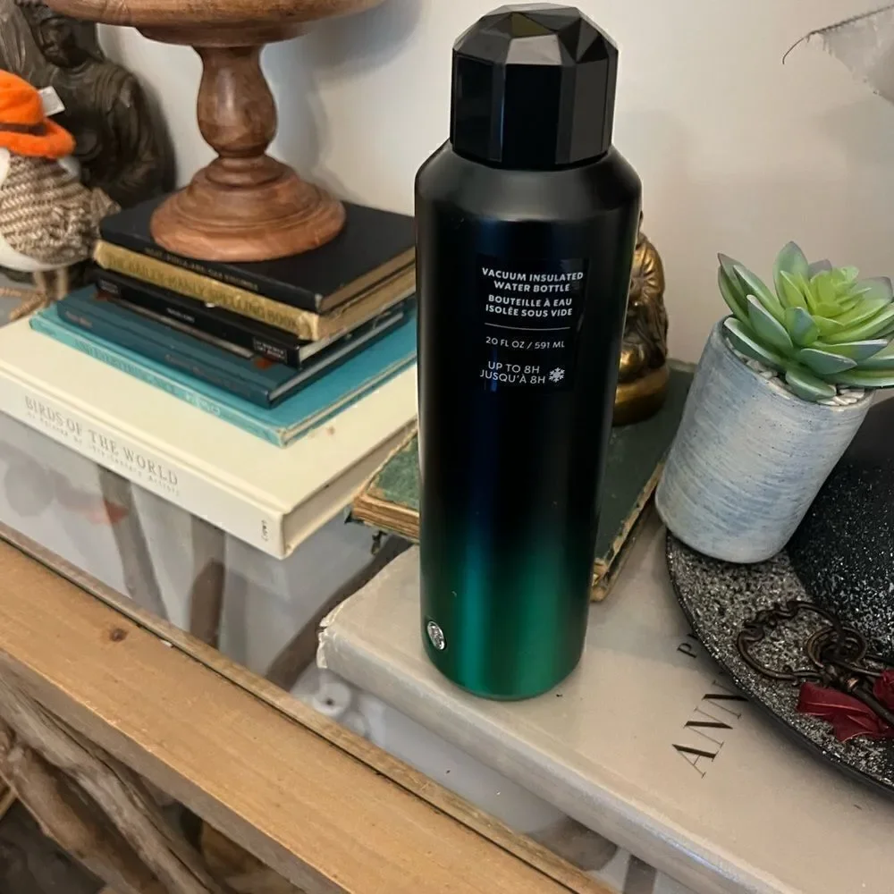 New Starbucks Emerald Green and Black Ombre Stainless Steel Diamond water bottle